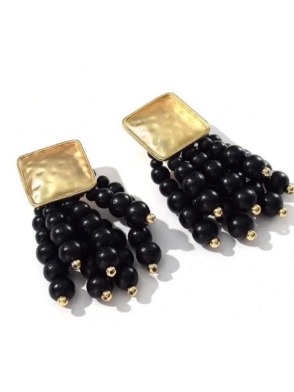 New! Black Beaded Drop Earrings (3009) NWOT